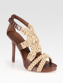Artful, woven jute rope upper finished with leather trim and an adjustable ankle strap. Stacked heel, 4½ (115mm)Stacked platform, ½ (15mm)Compares to a 4 heel (100mm)Jute and leather upperLeather lining and solePadded insoleImportedOUR FIT MODEL RECOMMENDS ordering true size. 