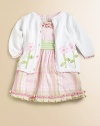 A dainty layer for your little angel with colorful flower appliqués and scalloping.Scalloped crewneckLong sleeves with scalloped cuffsButton frontScalloped hemCottonMachine washImported Please note: Number of buttons may vary depending on size ordered. 
