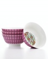 A floral frenzy, the Botanical Trellis Inside-Out bowls couple a romantic trellis pattern with fanciful blooms, all in everyday porcelain.