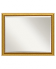 With a beveled edge and radiant frame, the Townhouse Gold wall mirror is a reflection of extraordinary taste. Subtle beading accents the inner edge for an added touch of finery. Sized to impress, it's thoroughly stunning in an entranceway or dining room. With a beveled edge and radiant frame, the Townhouse Gold wall mirror is a reflection of extraordinary taste. Subtle beading accents the inner edge for an added touch of finery. Sized to impress, it's thoroughly stunning in an entranceway or dining room.