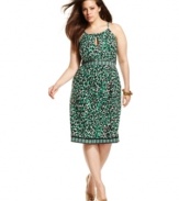 Flaunt your fierce side with INC's halter plus size dress, featuring a leopard-print-- it's perfect for date night!