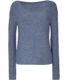 With a cool textural marled knit and effortless look, Rag & Bones blue cotton pullover is a modern classic - Wide neckline, long sleeves - Slim fit - Wear with a tissue tee, coated skinnies and flats