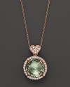 Prasiolite and diamond pendant necklace in rose gold with signature heart bail from Lisa Nik's Rocks collection.