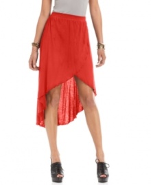 Say yes to American Rag's asymmetrical wrap skirt and flaunt your fashion savvy! This skirt looks great with platforms and thrives on its trend-forward details! Say yes to American Rag's asymmetrical wrap skirt and flaunt your fashion savvy! This skirt looks great with platforms and thrives on its trend-forward details!