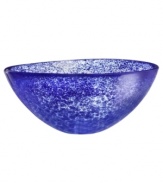 Speckled with royal ocean blue, the Tellus crystal bowl makes a brilliant centerpiece for the dining room or coffee table. Its minimalist shape is perfect for holding hard candies or potpourri but looks simply stunning all on its own.