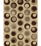 Design shouldn't be uptight--lighten up with the playful graphic feel of the Monterey rug. Mod moon shapes seem to float in space across the beige field, tailored to give your home a pleasing contemporary punch.