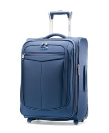 Ready, set, jet! Fly through terminals and checkpoints on two easy-glide wheels and padded top carry handles that put comfort and carrying convenience into your hands. A fully-featured interior reveals a Wetpak(tm) to sort out clean and dirty clothes, along with multiple pockets to keep you organized when you travel. 10-year warranty. Qualifies for Rebate Ready, set, jet! Fly through terminals and checkpoints on two easy-glide wheels and padded top carry handles that put comfort and carrying convenience into your hands. A fully-featured interior reveals a Wetpak(tm) to sort out clean and dirty clothes, along with multiple pockets to keep you organized when you travel. 10-year warranty. Qualifies for Rebate