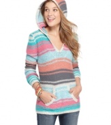A bounty of soft color stripes make this Baja-style hoodie from American Rag the perfect pullover for laid-back days!