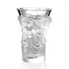 From a master in crystal, Lalique's Fantasia Vase enchants with hand-cut, frosted long-locked sirens set against a clear upper portion. From a master in crystal, Lalique's Fantasia Vase enchants with hand-cut, frosted long-locked sirens set against a clear upper portion.