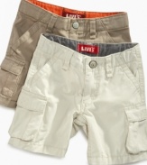 Getting him dressed is as easy as pull-on, pull-off with these stylish cargo shorts from Levi's.