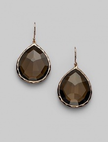 A gorgeous teardrop shape of faceted smoky quartz is set in sterling silver and 18k gold with a fine finish of 18k rose goldplating. Smoky quartz An alloy of 18K gold and sterling silver plated with 18K rose gold Drop, about 1½ Width, about ¾ Ear wire Imported A gorgeous teardrop shape of faceted smoky quartz is set in sterling silver and 18k gold with a fine finish of 18k rose goldplating. Smoky quartz An alloy of 18K gold and sterling silver plated with 18K rose gold Drop, about 1½ Width, about ¾ Ear wire Imported