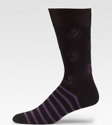 A mix of classic patterns brings stripes and paisley to one, mid-calf design. Cotton/nylon; machine wash Made in Italy