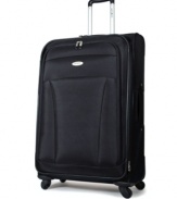 You're on a roll with the effortless mobility of this fully-stocked bag! Four multi-directional wheels head in whatever direction you do with no added weight to your arm and incredible convenience in a packed terminal. Expands for extra space and offers endless amenities to sort your baggage! 10-year warranty.