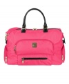 You're flying with the standout style and ultra lightweight construction of this versatile duffel. The chic exterior features embossed crocodile trim and opens to reveal a roomy compartment lined in a signature lion's mane print. 10-year warranty. (Clearance)