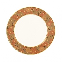 The luxurious, museum-quality floral motifs in Gilded Tapestry create a dramatic presentation sure to command attention at any dinner party. Warm ember hues and golden tones are offset by cool blue accents on this compelling pattern. Unique layering of of each place setting piece atop the other highlights the common threads of color and metallics while creating a sophisticated style.