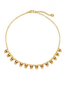 THE LOOKGold-plated skull designCrystal detailsLobster claspTHE FITLength, about 8THE MATERIALBrass and crystalsORIGINImported