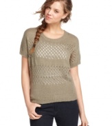 An open-knit sweater from Pink Rose makes an easy layering piece! Try it with skinny jeans for a fresh look.