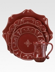Juliska's signature thread and berry motif lends an elegant touch to this classic ruby foundation piece that doubles as an abundant dinner plate or serving platter.Stoneware ceramicDishwasher safeImported