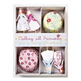 Displayed in pretty floral cases and topped with enchanting princesses, cupcakes decorated using this kit from Meri Meri are sure to delight young party guests.