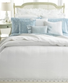Spring has sprung! Lauren by Ralph Lauren's Spring Hill duvet cover boasts rich seersucker stripes and eyelet embroidery in a pristine white hue for a timeless look rooted in traditional elegance. Button closure. Spring has sprung! Lauren by Ralph Lauren's Spring Hill duvet cover boasts rich seersucker stripes and eyelet embroidery in a pristine white hue for a timeless look rooted in traditional elegance. Button closure.
