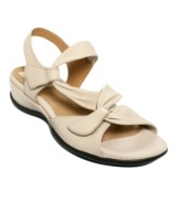 Clarks softens the classic sunny look of their Lucena sandals with draped details and asymmetrical straps.