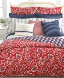 Bring coastal countryside charm to your room with this Villa Martine sham from Lauren by Ralph Lauren, featuring a dramatic red floral motif and jute trim. Center split back closure. Bring coastal countryside charm to your room with this Villa Martine sham from Lauren by Ralph Lauren, featuring a dramatic red floral motif and jute trim. Center split back closure.