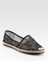 Semi-sheer floral lace adds signature glamour to this go-to silhouette, with smooth leather trim and textured rope edging. Lace upper with leather trimLeather liningRubber solePadded insoleMade in Italy