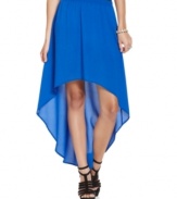 For trend-right style that's totally electric, turn to Lily White's super-floaty asymmetrical skirt!