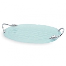 The Lotus Pond Collection takes its inspiration from the mystical and serene symbolism associated with aquatic imagery. The transparent and shimmering nature of glass perfectly expresses the quality of the surface of water. The solid metal handles rise out from the glass surface just as lotus flowers pierce water, reaching up and bending backwards. Polished Aluminum, glass
