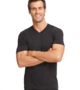 A smart start to any guy's workweek rotation, these updated v neck tees from Alfani make sure you've got the right pairing of comfort and style all day at the office.