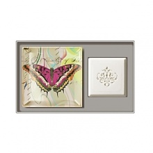Fringe set includes one painted glass tray and one triple-milled luxury soap. Glass tray is painted with butterfly motif. All come in keepsake box with hinged lid. Soap fragrance is Botanica; a blend of currant, blackberry and gingergrass.