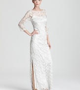Bedecked in sparkling sequins, this Kay Unger Lace gown is positively ethereal.