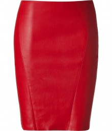 Inject rock n roll-inspired style into your look with this sultry red leather skirt from Jitrois - Front seam details, fitted silhouette, concealed back zip closure - Pair with an oversized top, sky-high platform pumps, and an embellished clutch Inject rock n roll-inspired style into your look with this sultry red leather skirt from Jitrois - Front seam details, fitted silhouette, concealed back zip closure - Pair with an oversized top, sky-high platform pumps, and an embellished clutch