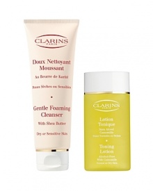 Clarins refreshing, skin de-stressing Gentle Foaming Cleansers free pores of impurities while alcohol-free Toning Lotions will leave your complexion pristine-clean and perfectly prepped for the treatments to follow. Toning Lotion With Chamomile Normal Or Dry Skin: 3.4 Fl. Oz.