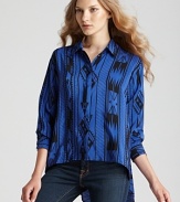 Boasting an eclectic print, this airy Amanda Uprichard shirt of rich silk takes on the high/low trend and masters it.