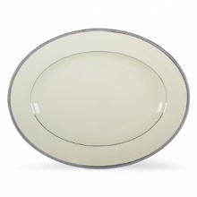 Classic platinum banded china proves to withstand the tests of time. This fashionable pattern has become a well established premier choice for formal settings. Pasta/Soup Bowl pictured in front of Covered Vegetable Bowl.