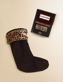 Spirited leopard spots on an ultra cozy lining, fits perfectly in your little one's boots for added protection from dampness and chills.Logo detail at the foldover cuff Polyester; machine wash Imported