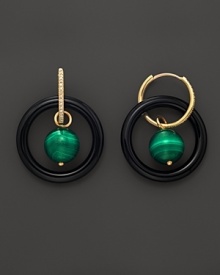 Lisa Nik Earth & Sea Malachite Triple Hoop Earrings with Diamonds Lisa Nik Earth & Sea Malachite Triple Hoop Earrings with Diamonds