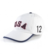 Finished with bold country embroidery, our cotton twill sport cap celebrates Team USA's participation in the 2012 Olympic Games.