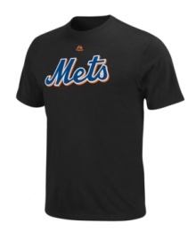 For every pitch, slide and dive, be there to represent your hometown heroes with this New York Mets T shirt from Majestic Apparel. For every pitch, slide and dive, be there to represent your hometown heroes with this New York Mets T shirt from Majestic Apparel.