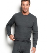 Waffle knit crew neck long sleeve thermal by Alfani always great for layering and added warmth.