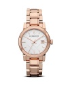 Burberry Rose Gold Bracelet Watch with Checked Etching, 38mm