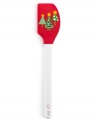 Something sweet for making sweets! Emblazoned in holiday hues with three festive Christmas trees, this flexible silicone spatula features a wide design that grabs every last drop of batter during prep. Lifetime warranty.