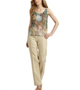 THE LOOKFloral-printed silkFront pleatingSleevelessSemi-sheer hemTHE FITAbout 25 from shoulder to hemTHE MATERIALSilkCARE & ORIGINDry cleanImported