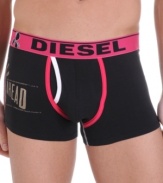 Boxer briefs that say a little something extra: Diesel's Darius Boxer Trunk with a slogan printed on the right hip.