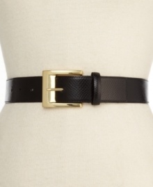 An essential accessory for finishing off your favorite high-waisted look. Sleek snake embossing lends the right touch to this Nine West belt.