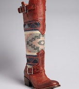 Stand tall, Southwestern style, in FREEBIRD by Steven's trailblazing boots. Pairing distressed leather and blanket-patterned fabric, they are as timeless as your favorite turquoise-and-silver jewelry.