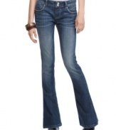 Flared is fall's hot denim trend, get the look with these Vigoss medium wash jeans!