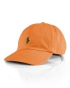 A classic baseball cap in durable cotton chino twill is accented by Ralph Lauren's embroidered pony at the front.