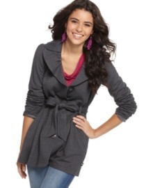 LA Kitty's lightweight trench is oh-so-comfy with ultra-feminine details. Wear it over a casual tee for a laid-back ensemble. LA Kitty's lightweight trench is oh-so-comfy with ultra-feminine details. Wear it over a casual tee for a laid-back ensemble.